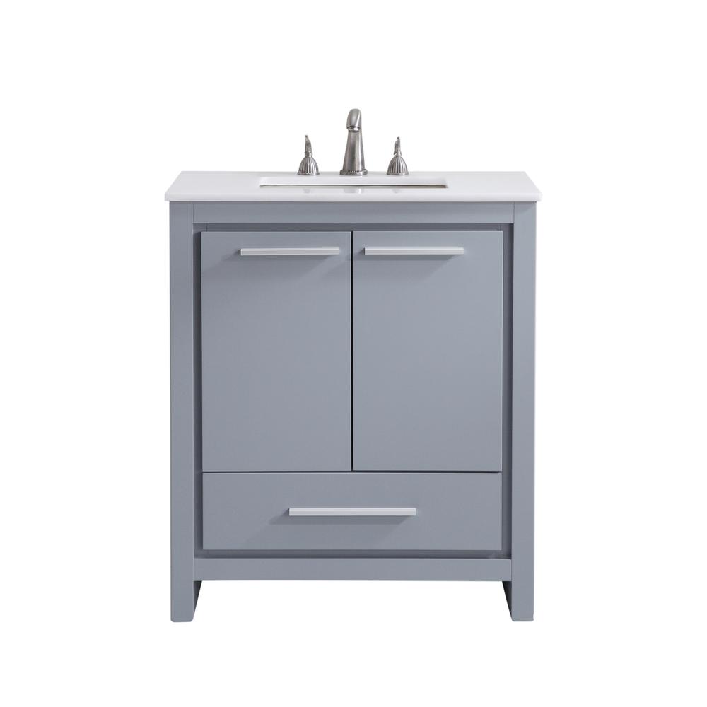 30 inch Single Bathroom vanity in Grey with ivory white engineered marble. Picture 1