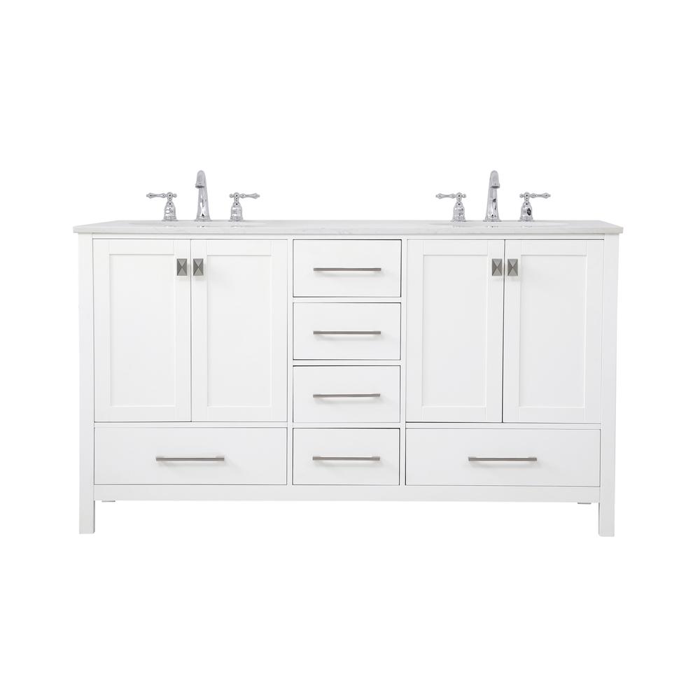 60 inch Double Bathroom Vanity in White. Picture 1