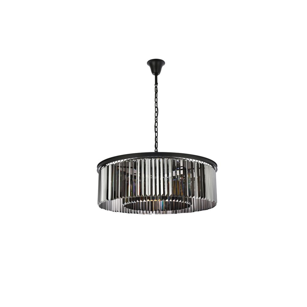 Sydney 10 light Matte Black Chandelier Silver Shade (Grey) Royal Cut Crystal. Picture 6