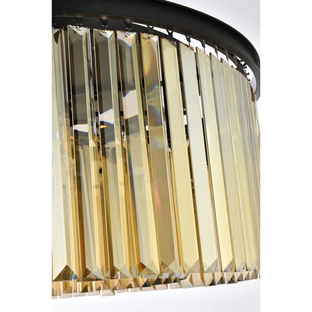 Sydney 8 light Matte Black Chandelier Golden Teak (Smoky) Royal Cut Crystal. Picture 5