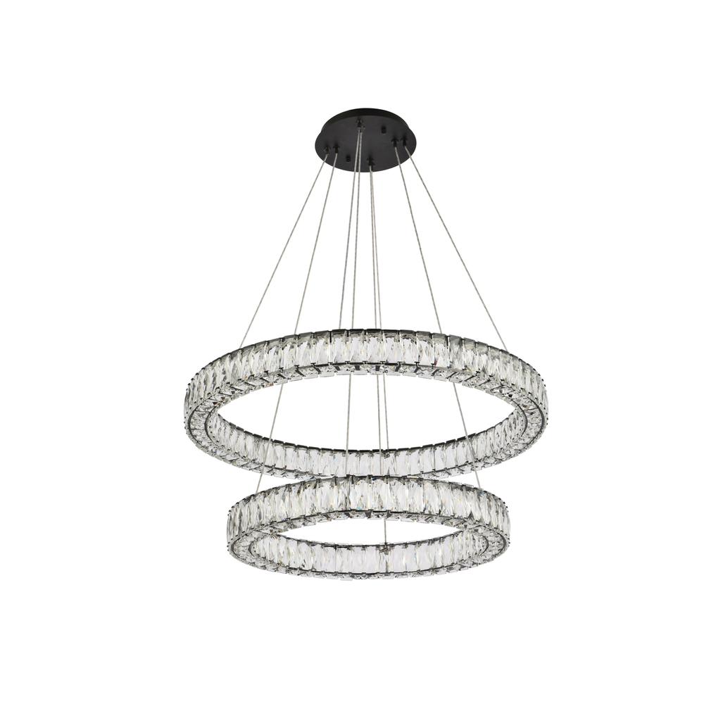 Monroe 32 inch LED double ring chandelier in black. Picture 6