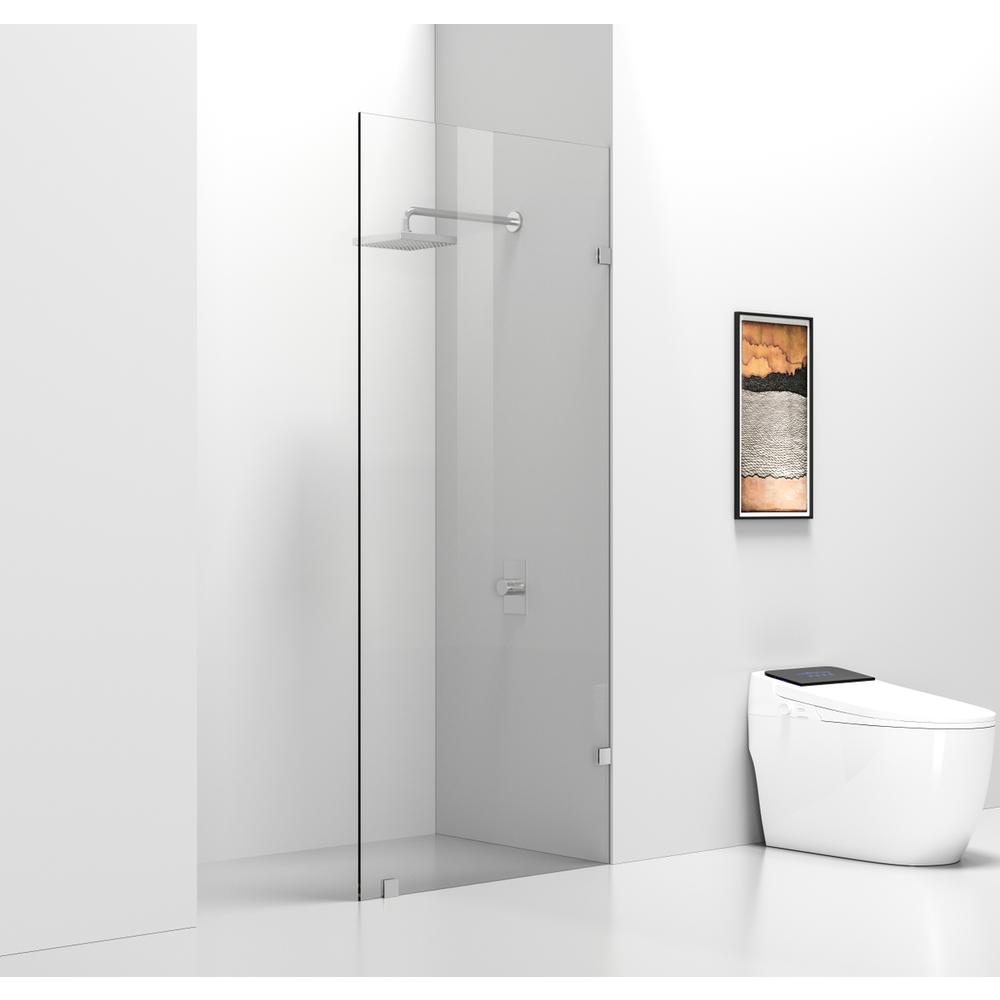 Fixed frameless shower door 35 x 78 Brushed Nickel. Picture 3