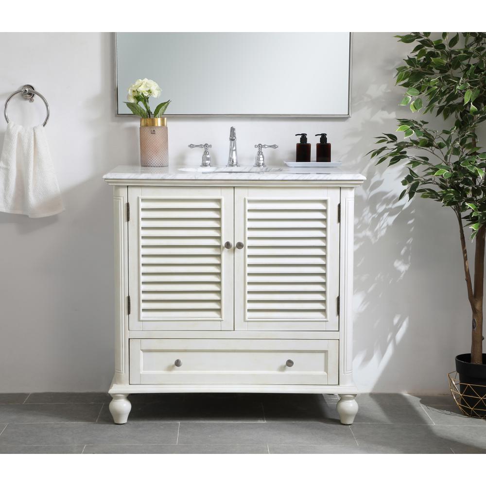 36 inch Single Bathroom Vanity in Antique White. Picture 14