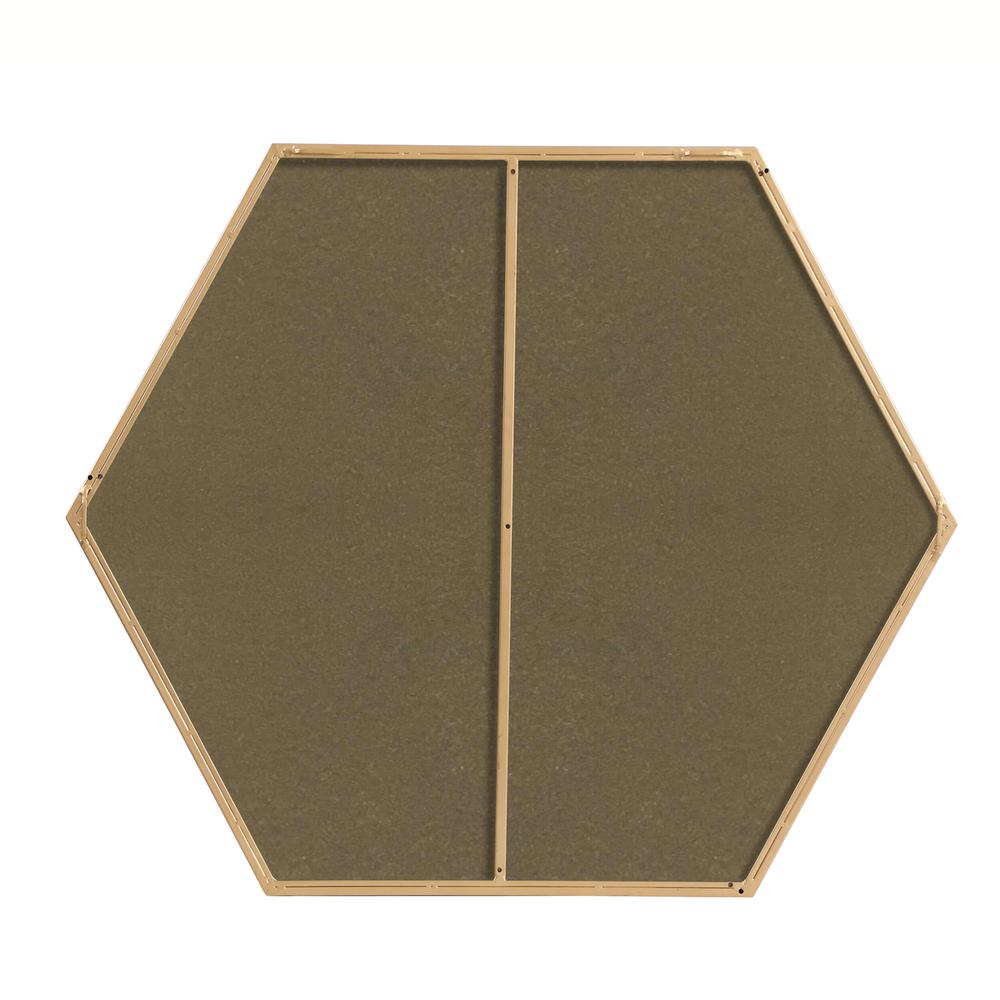 Metal frame hexagon mirror 38 inch in Brass. Picture 11