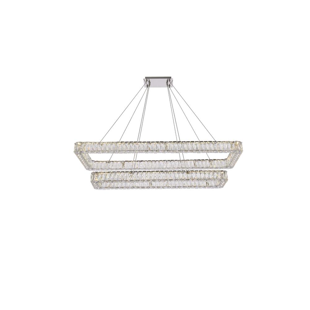 Monroe 50 inch LED double rectangle pendant in chrome. Picture 1