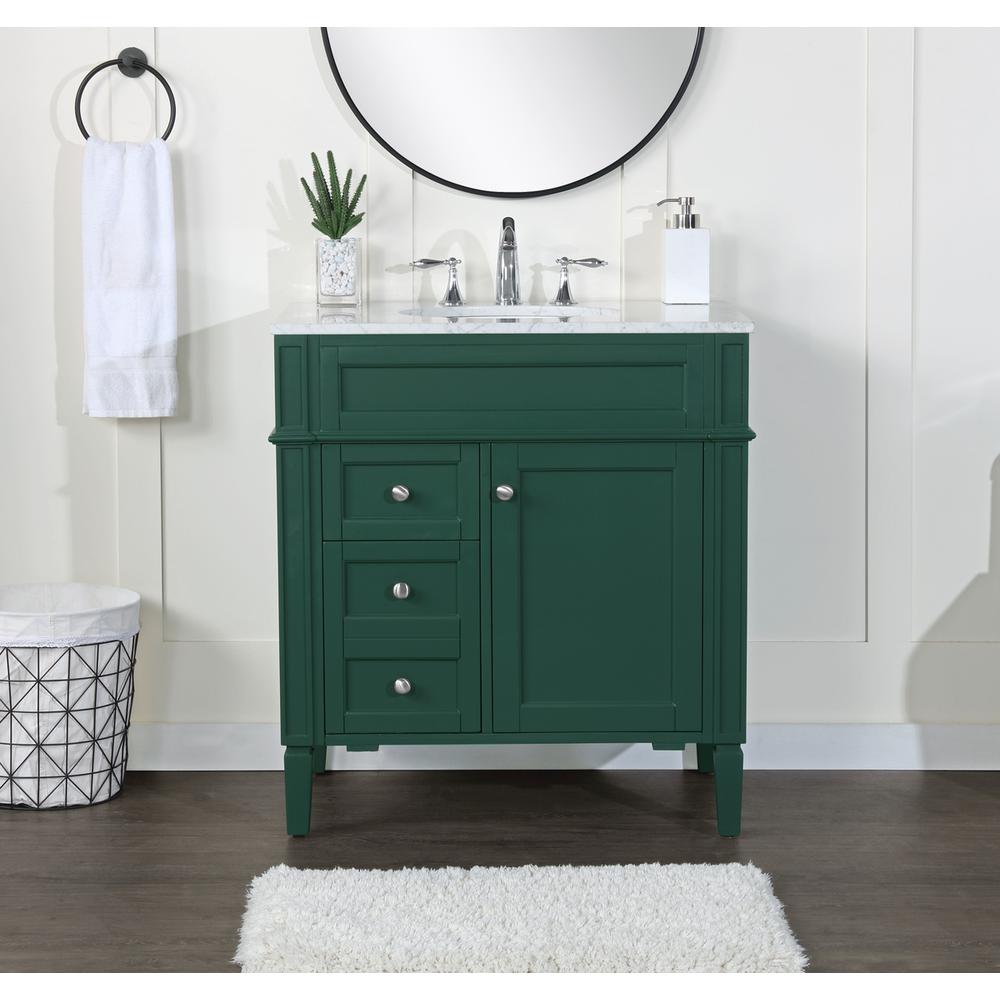 32 inch Single bathroom vanity in green. Picture 14