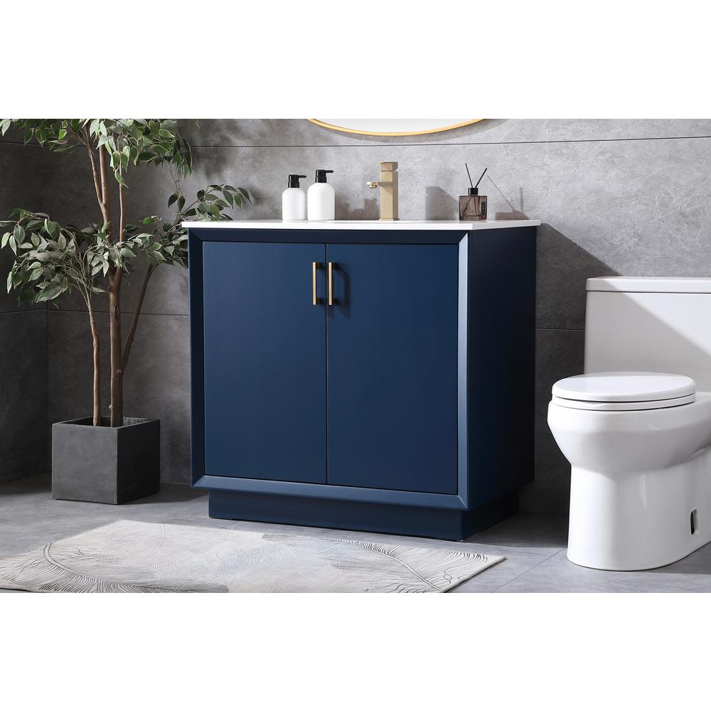 36 Inch SIngle Bathroom Vanity In Blue. Picture 2
