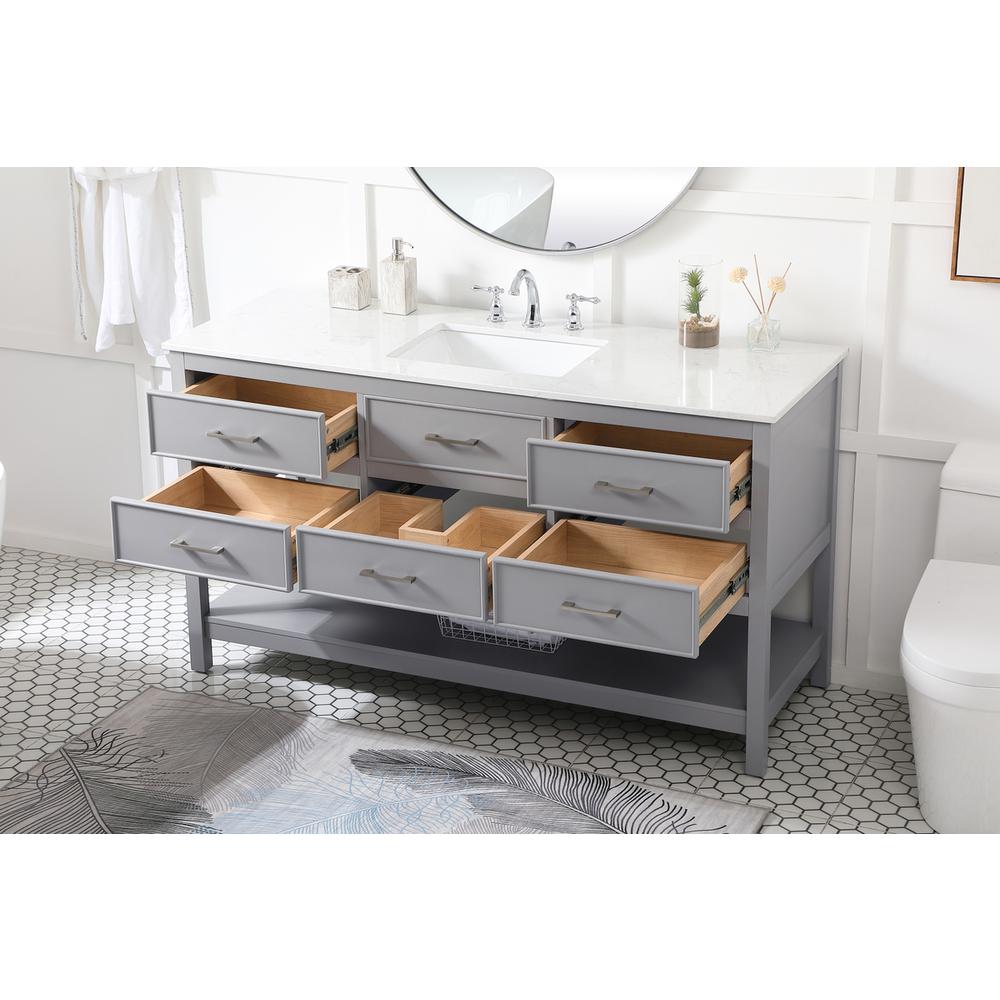 60 inch Single bathroom vanity in gray. Picture 3