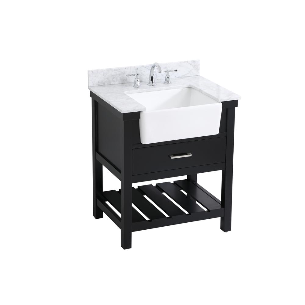 30 inch Single bathroom vanity in black with backsplash. Picture 8