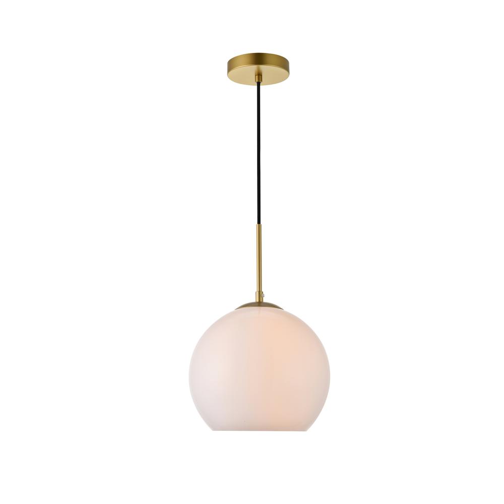Baxter 1 Light Brass Pendant With Frosted White Glass. Picture 1