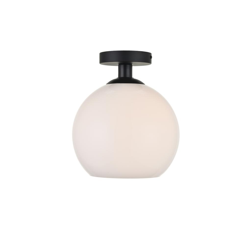 Baxter 1 Light Black Flush Mount With Frosted White Glass. Picture 1