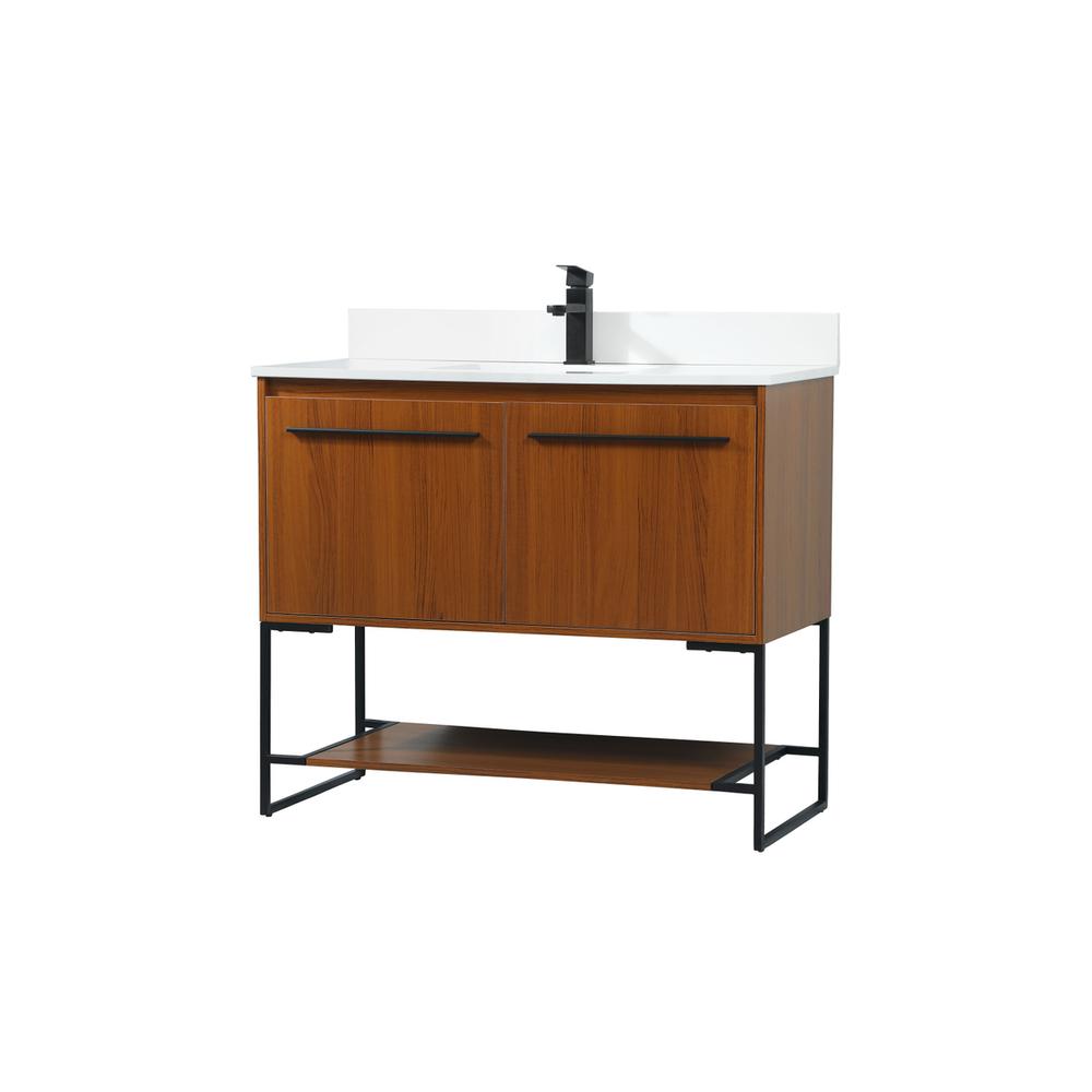 40 inch Single bathroom vanity in teak with backsplash. Picture 7