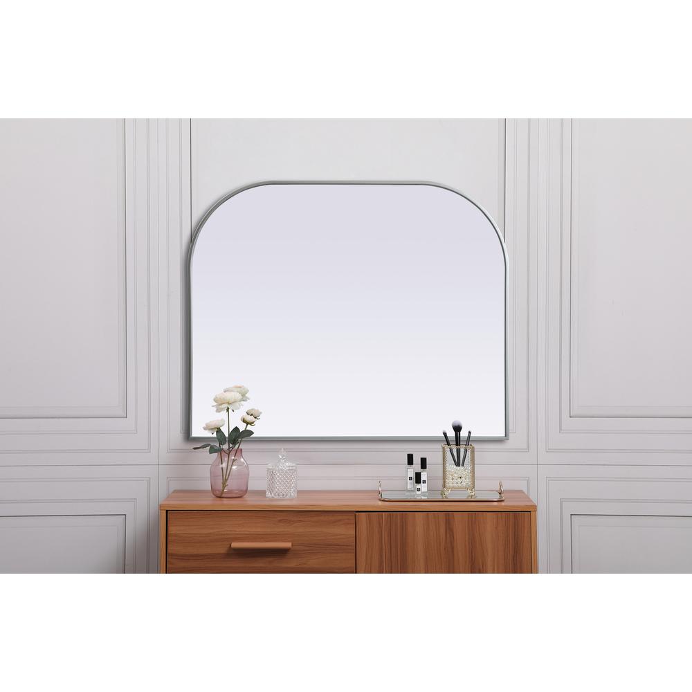 Metal Frame Arch Mirror 42x34 Inch in Silver. Picture 3