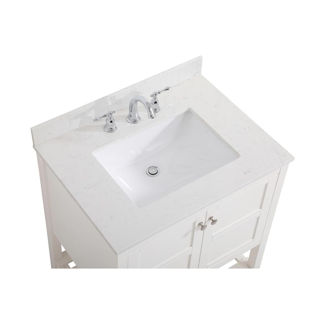 30 inch Single Bathroom Vanity in White with Backsplash. Picture 10