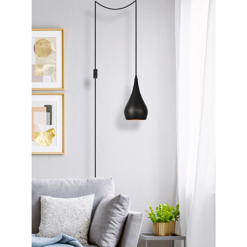 Nora 1 Light Black plug-in pendant. Picture 5