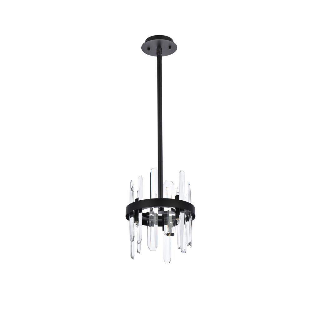 Serena 10 inch crystal round pendant in black. Picture 6