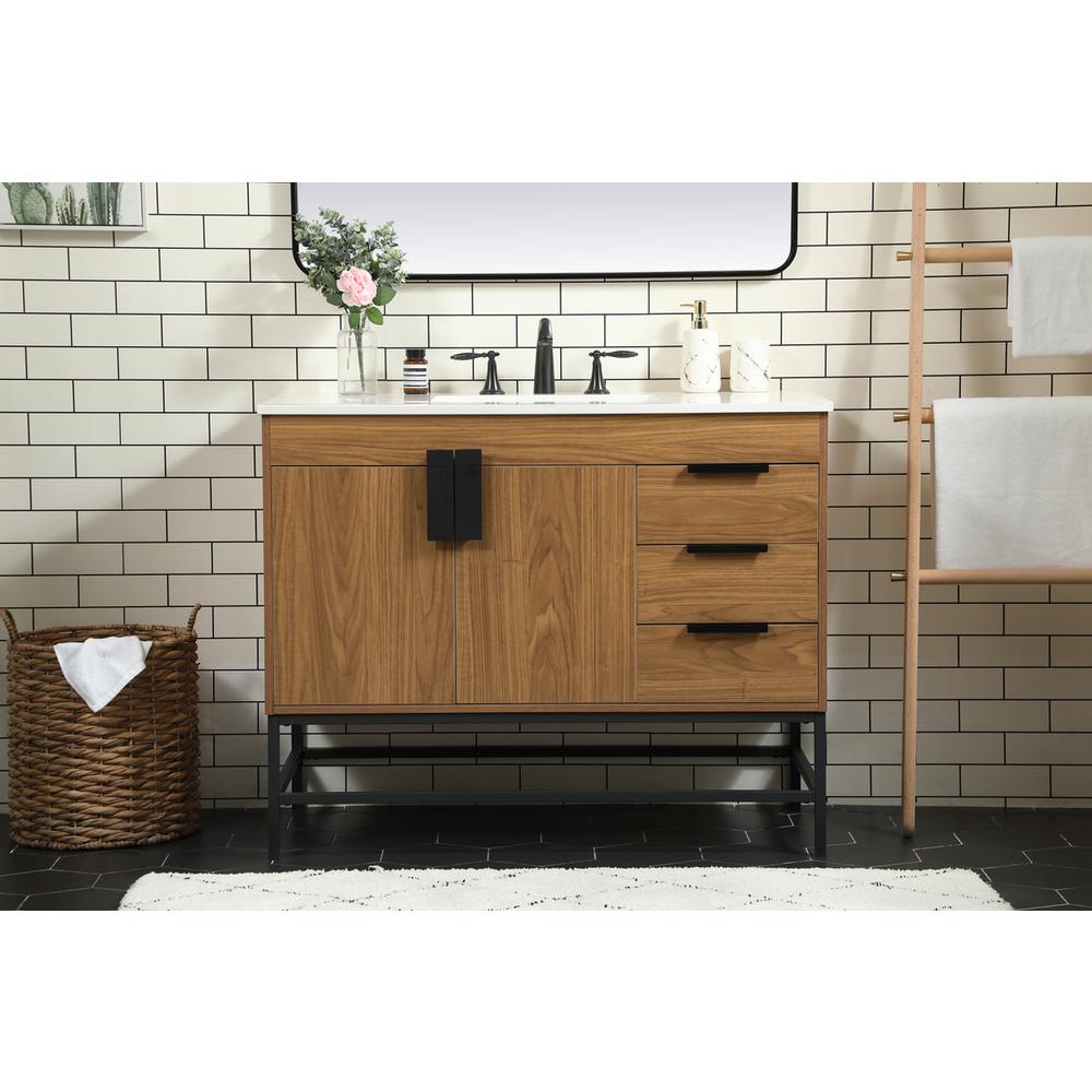 42 inch Single bathroom vanity in walnut brown. Picture 14