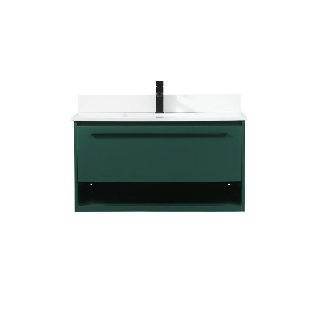 36 inch Single bathroom vanity in green with backsplash. Picture 1