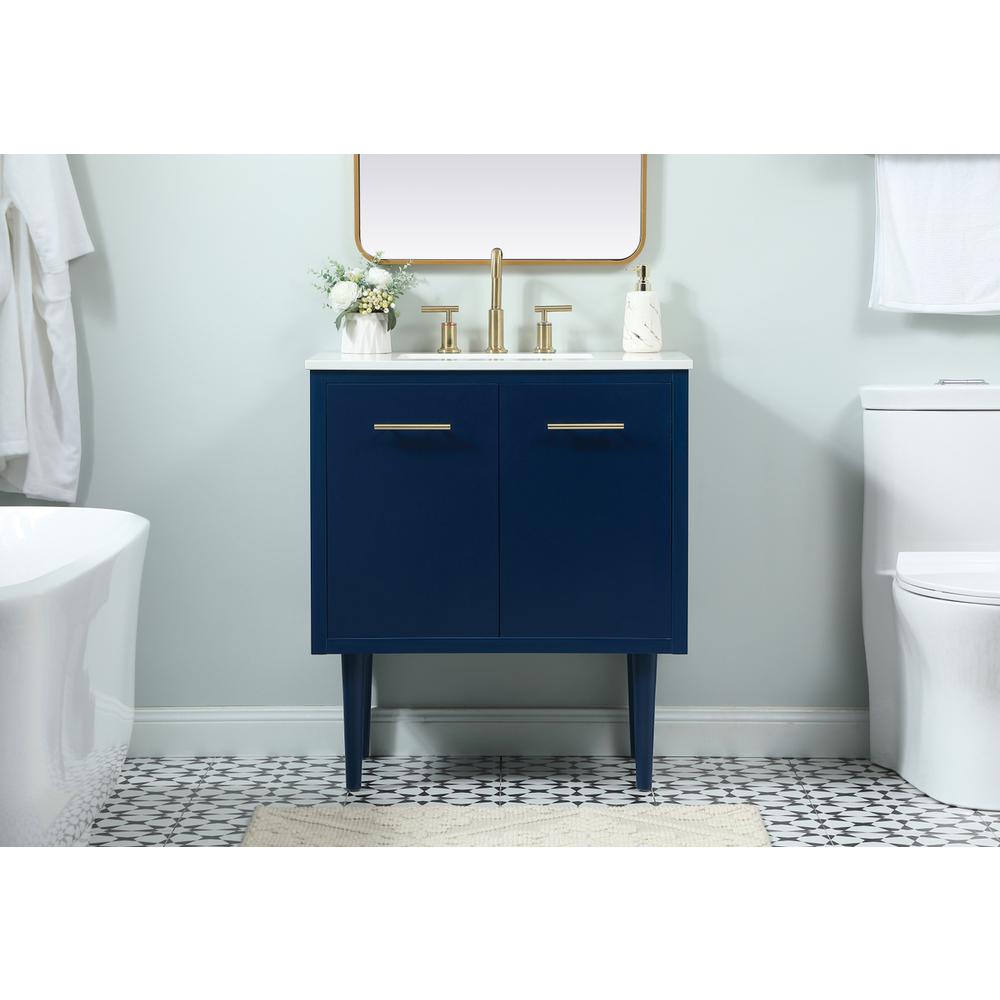 30 inch Single bathroom vanity in blue. Picture 14
