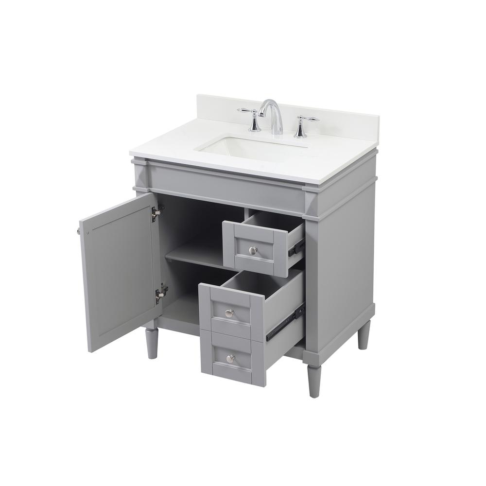 32 inch Single bathroom vanity in grey with backsplash. Picture 9
