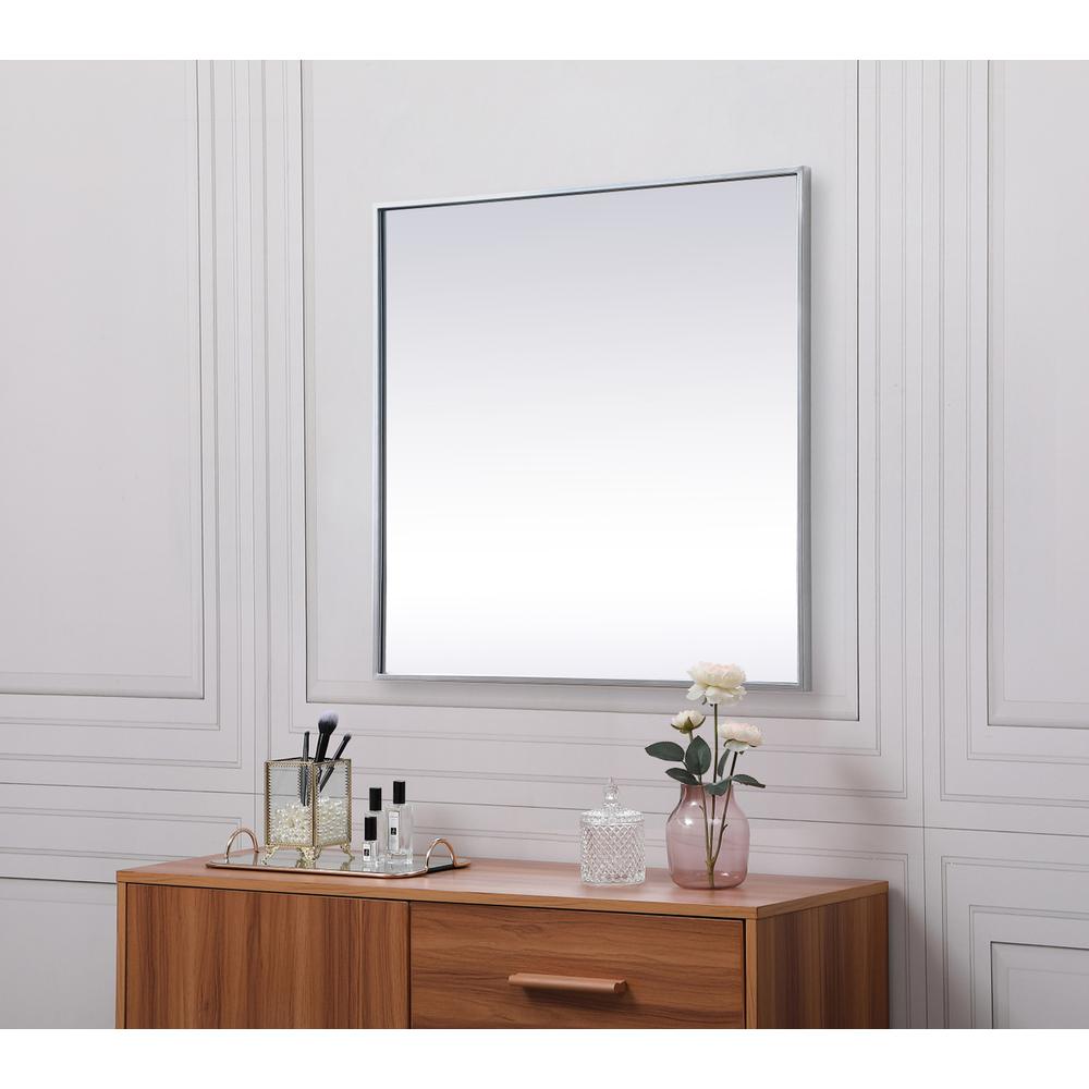 Metal Frame Square Mirror 30 inch in Silver. Picture 4