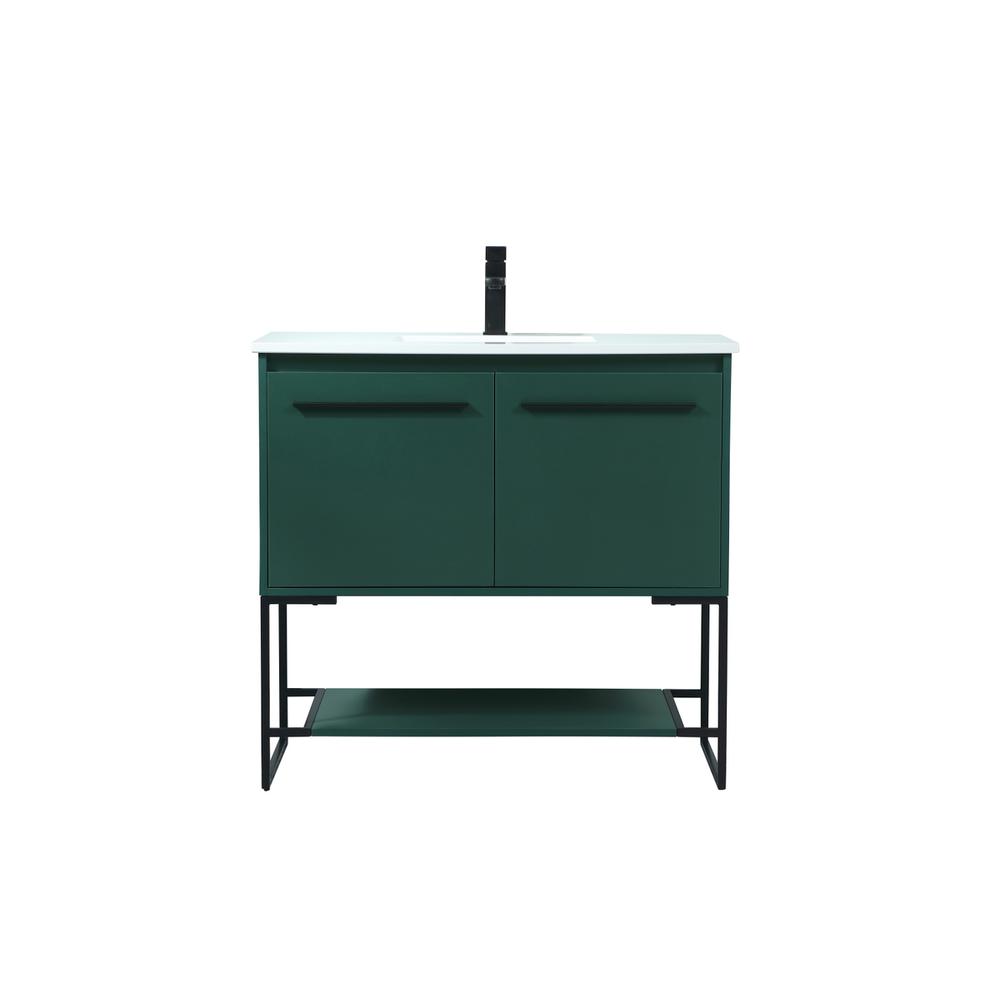 36 inch Single bathroom vanity in green. Picture 1