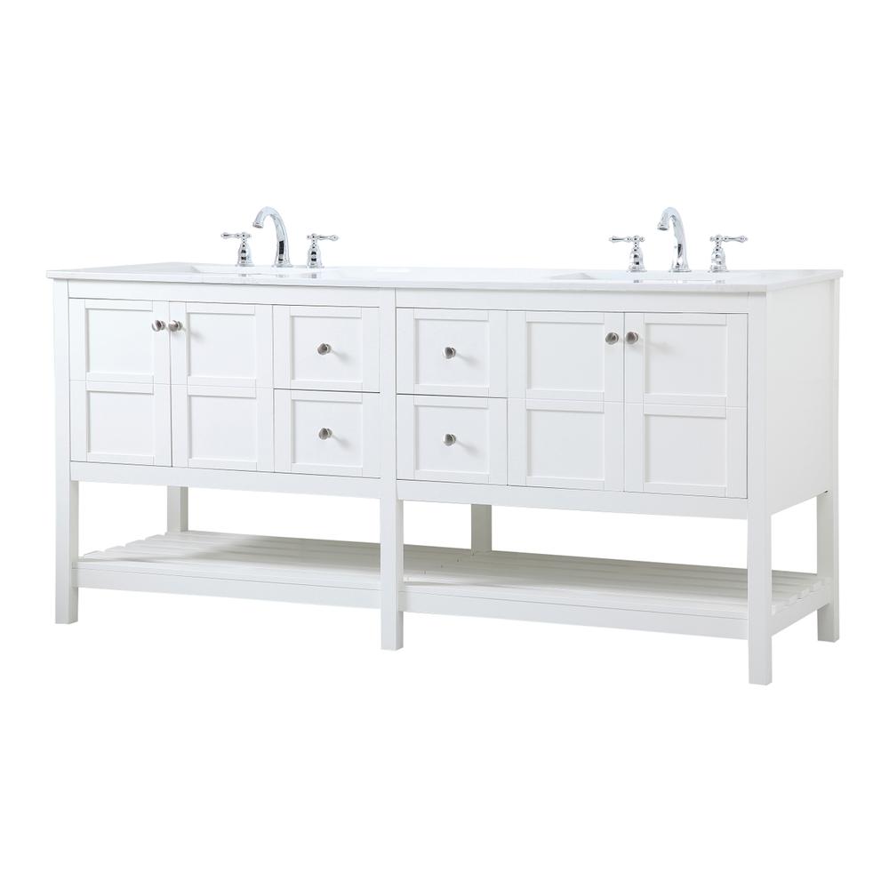 72 inch Double Bathroom Vanity in White. Picture 6