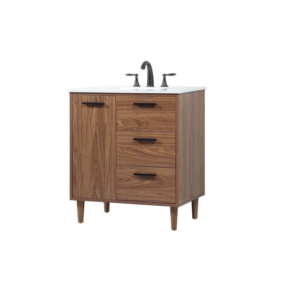 30 inch Single bathroom vanity in walnut brown. Picture 7