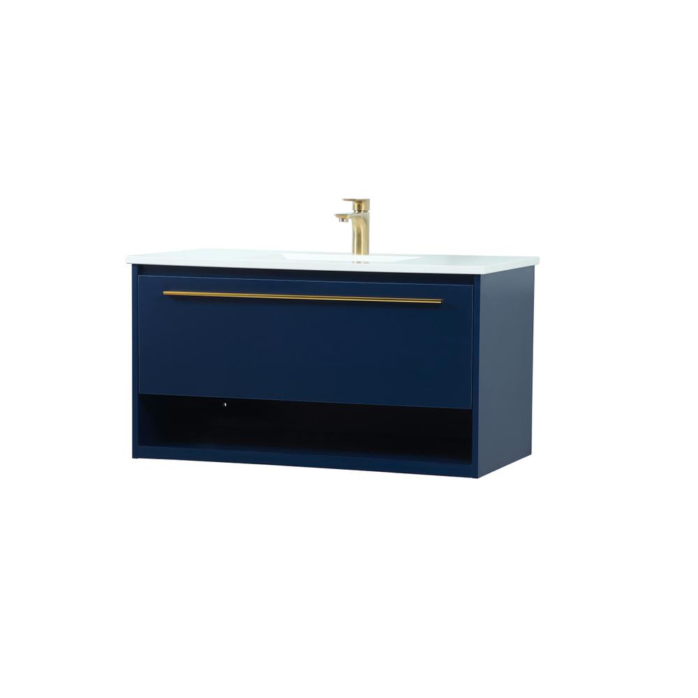 36 inch Single bathroom vanity in blue. Picture 7