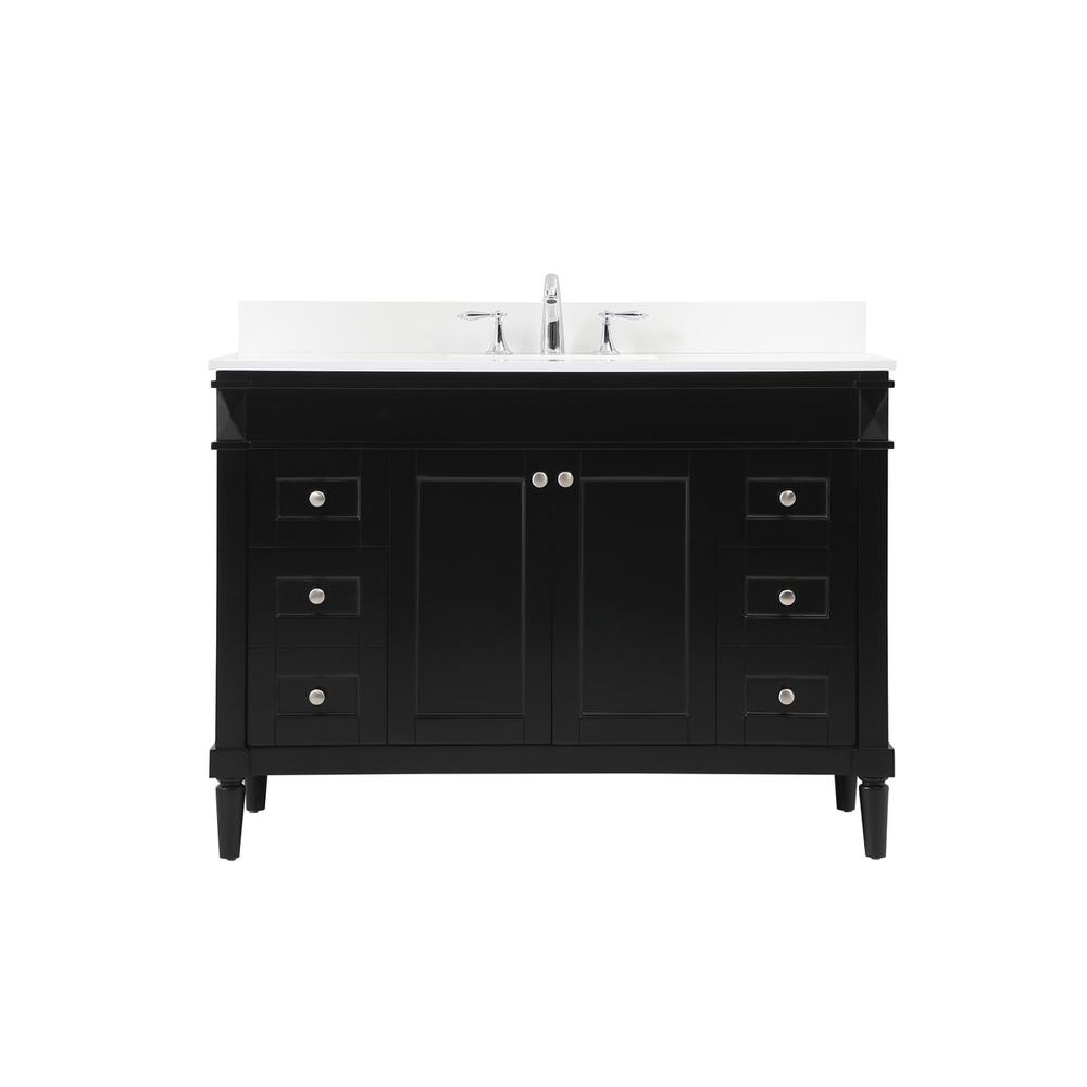 48 inch Single bathroom vanity in black with backsplash. Picture 1