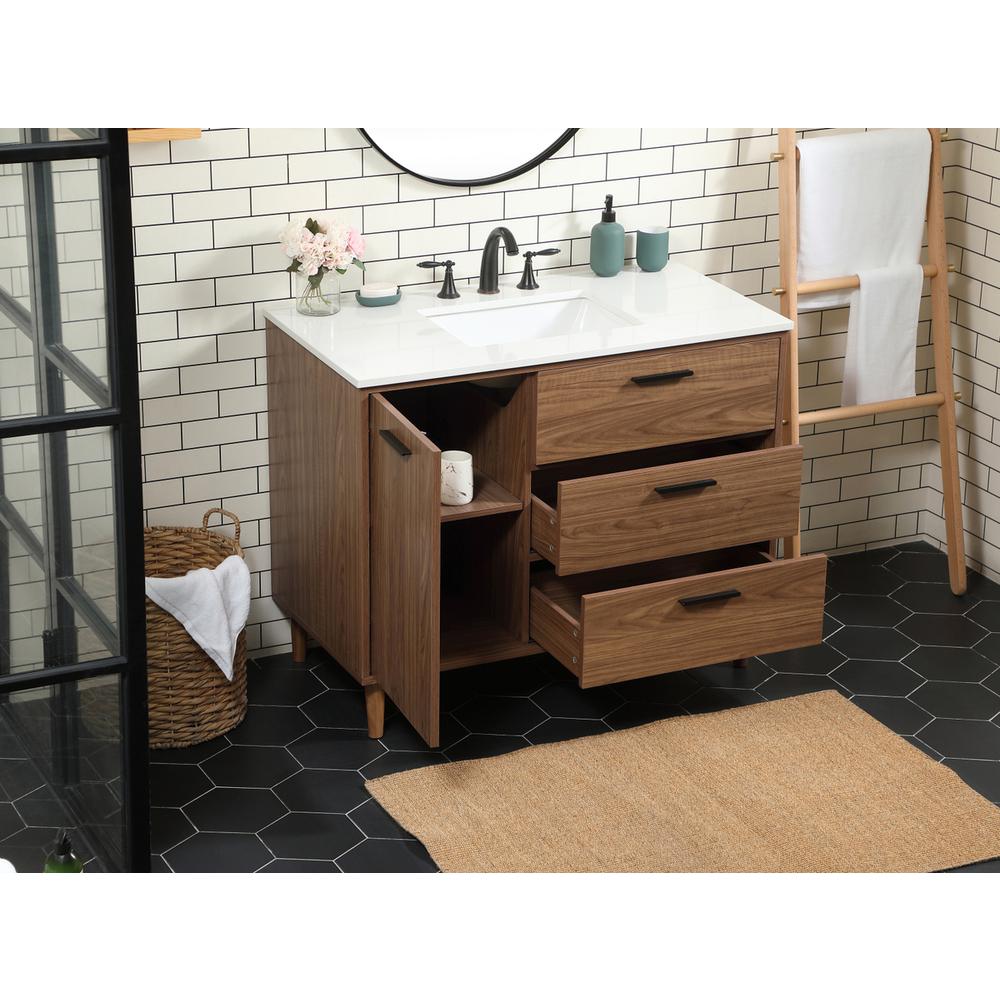 42 inch Single bathroom vanity in walnut brown. Picture 3