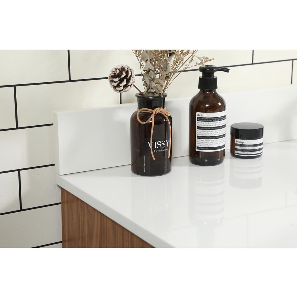48 inch Single bathroom vanity in walnut brown with backsplash. Picture 5