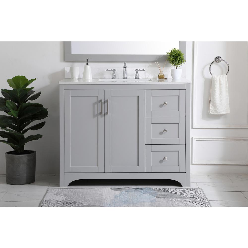 42 inch Single Bathroom Vanity in Grey with Backsplash. Picture 14