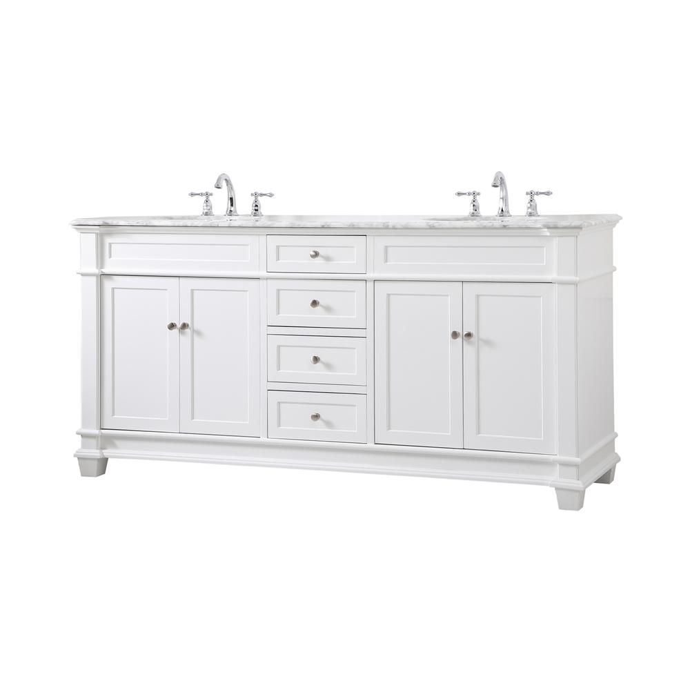72 inch Double Bathroom Vanity set in White. Picture 7