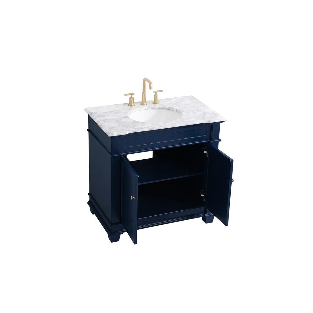 36 inch Single Bathroom Vanity set in Blue. Picture 9