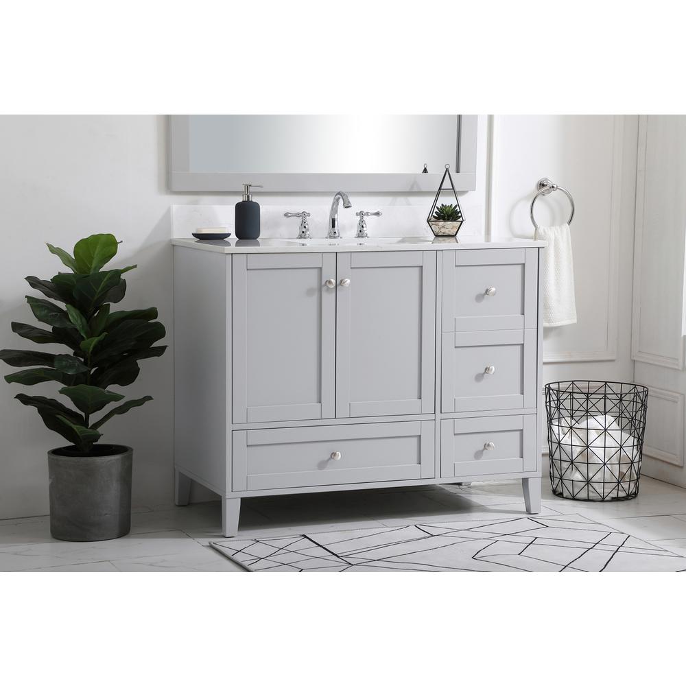42 inch Single Bathroom Vanity in Grey with Backsplash. Picture 2