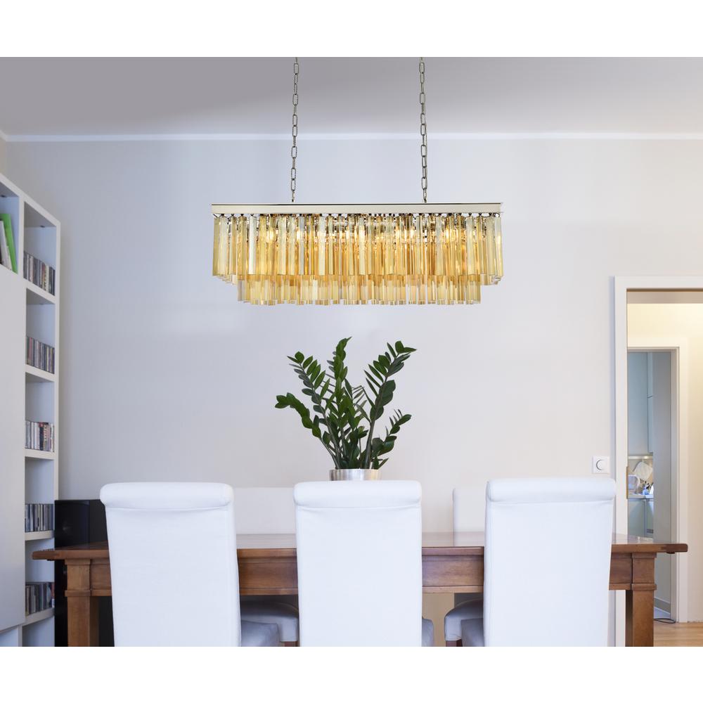 Sydney 12 light polished nickel Chandelier Golden Teak (Smoky) Royal Cut Crystal. Picture 8