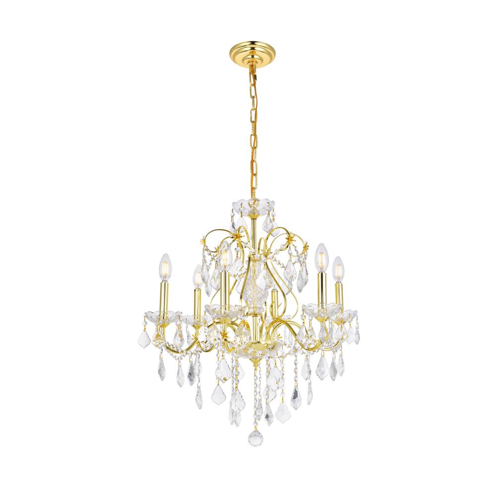 St. Francis 6 light Gold Chandelier Clear Royal Cut Crystal. Picture 1