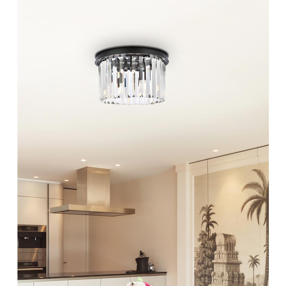 Sydney 3 light Matte Black Flush Mount Clear Royal Cut Crystal. Picture 8