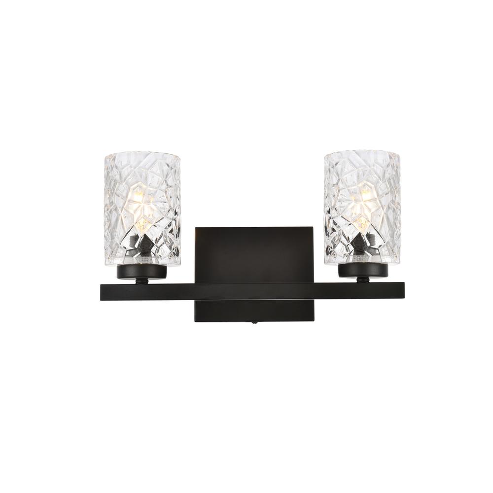Cassie 2 lights bath sconce in black with clear shade. Picture 1