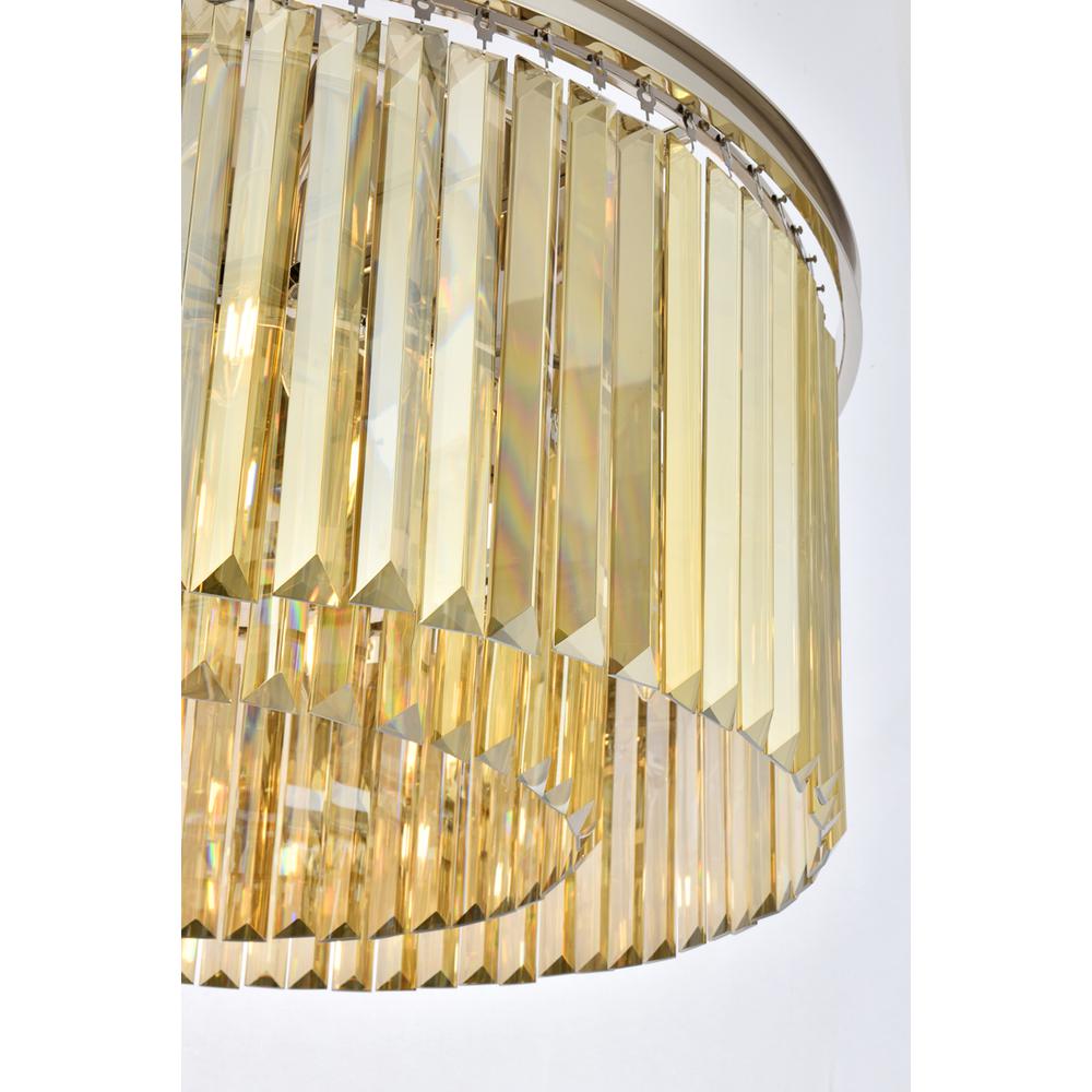 Sydney 8 light polished nickel Chandelier Golden Teak (Smoky) Royal Cut Crystal. Picture 5