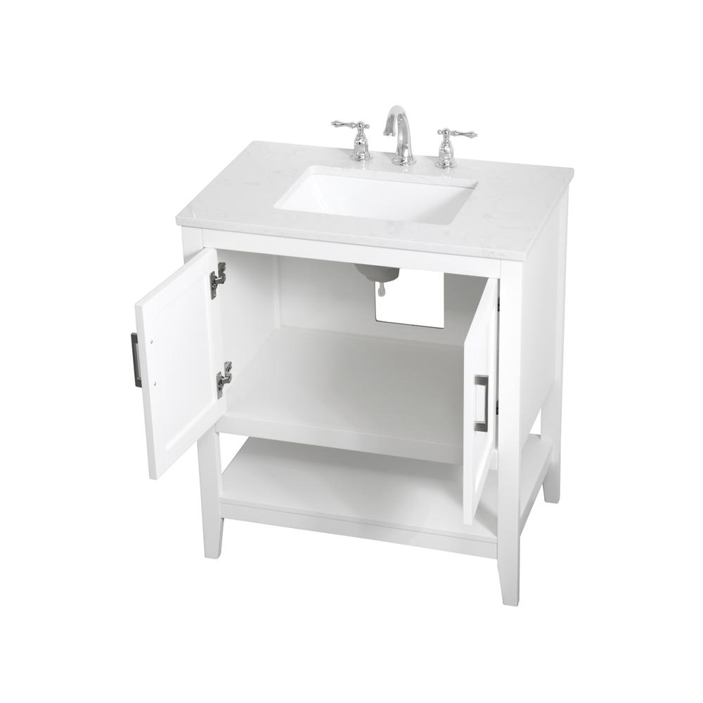 30 inch Single Bathroom Vanity in White. Picture 8