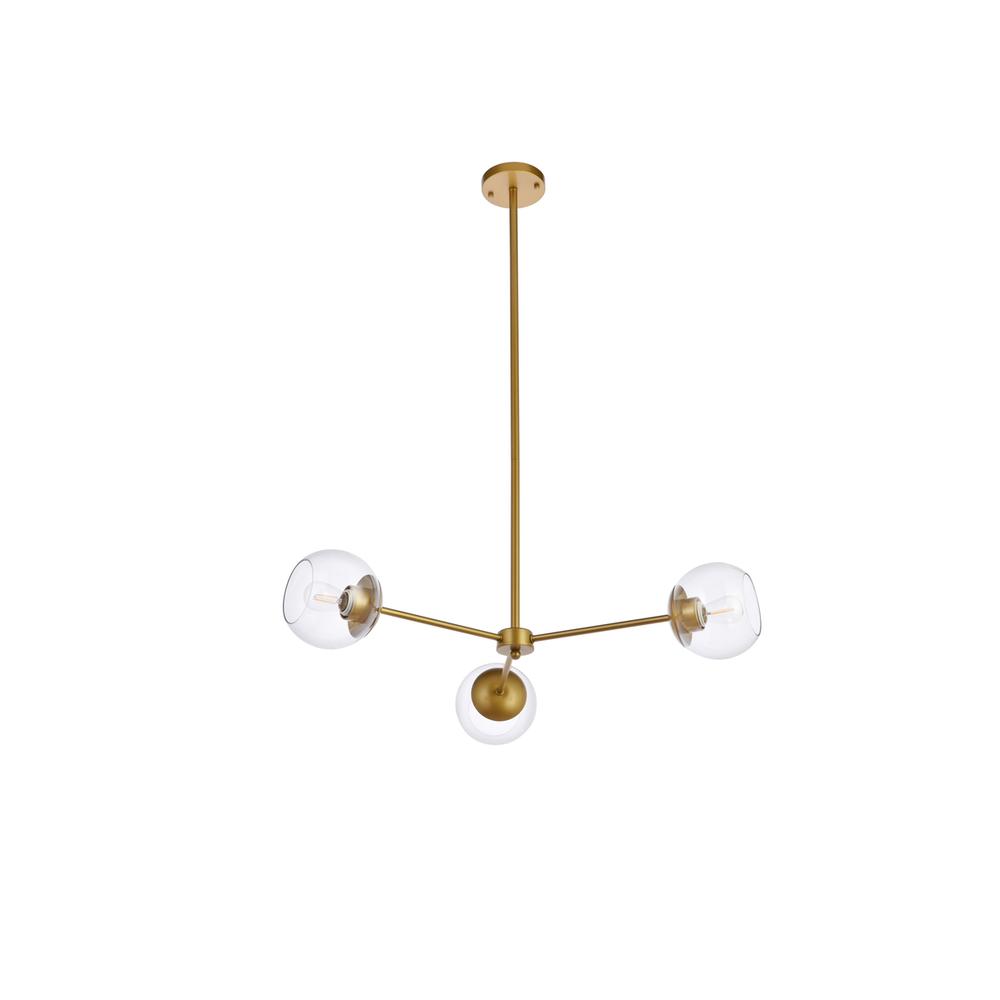Briggs 32 inch pendant in brass with clear shade. Picture 6