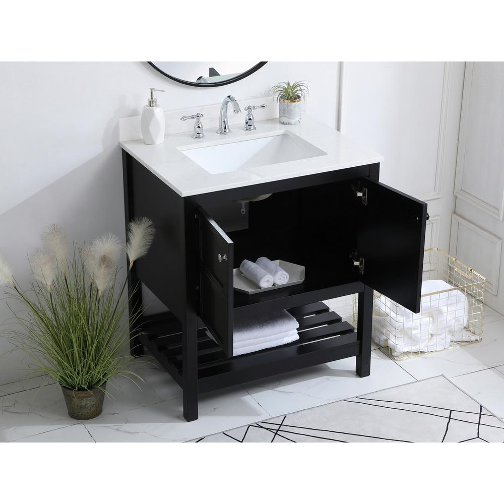 30 inch Single Bathroom Vanity in Black with Backsplash. Picture 3