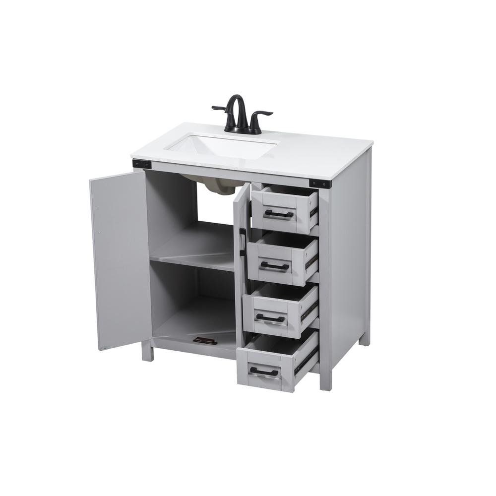 32 inch Single bathroom vanity in grey. Picture 9