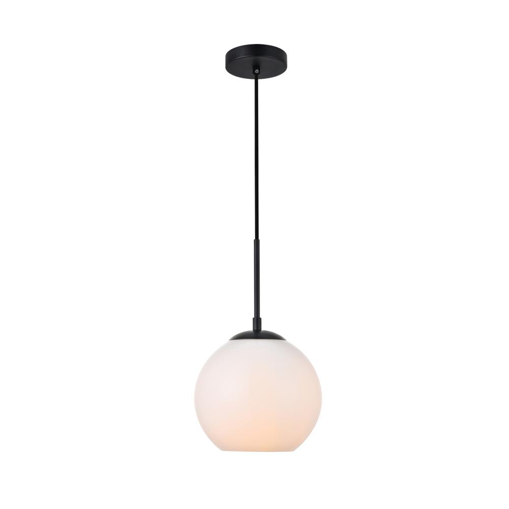 Baxter 1 Light Black Pendant With Frosted White Glass. Picture 1