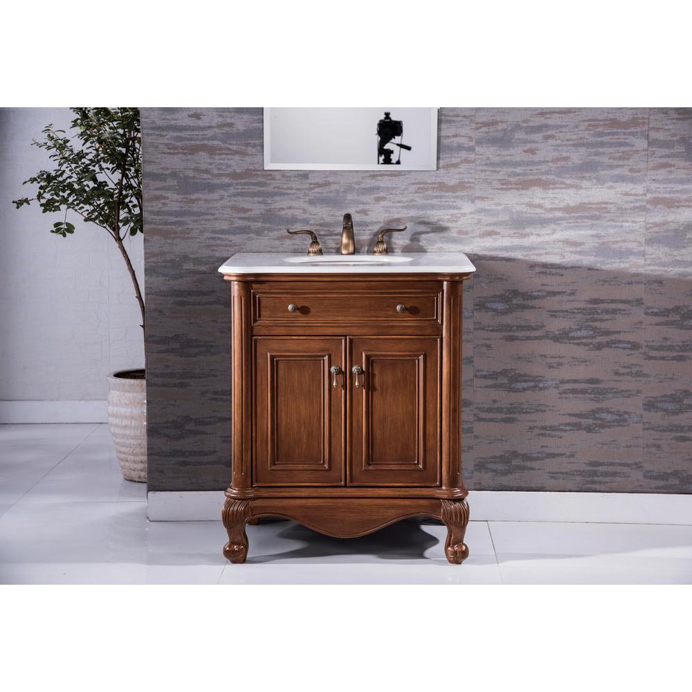 24 inch Single Bathroom vanity in Brown with ivory white engineered marble. Picture 8