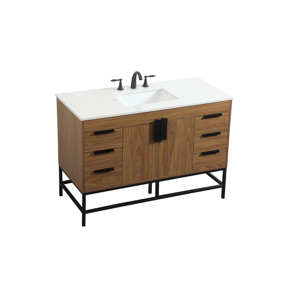 48 inch Single bathroom vanity in walnut brown. Picture 8