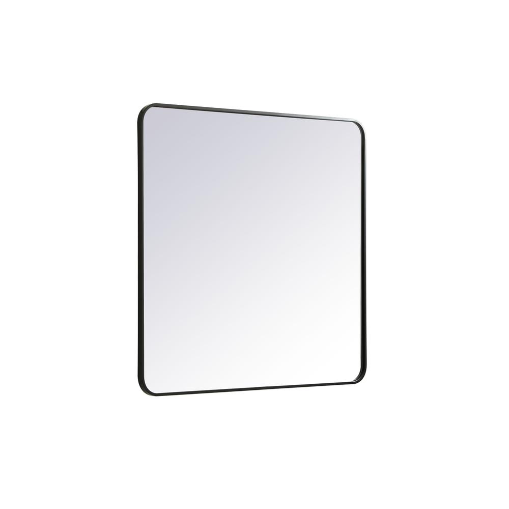 Soft corner metal rectangular mirror 36x36 inch in Black. Picture 5