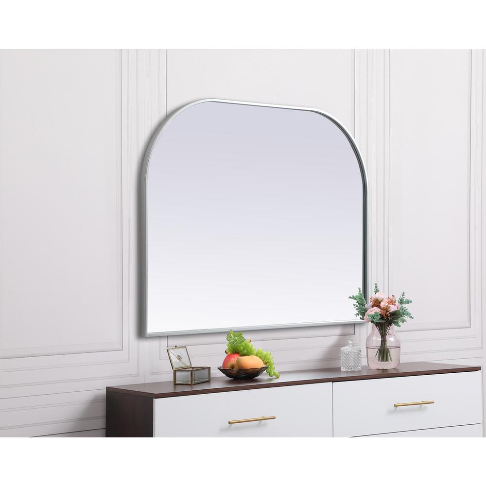 Metal Frame Arch Mirror 40x30 Inch in Silver. Picture 4